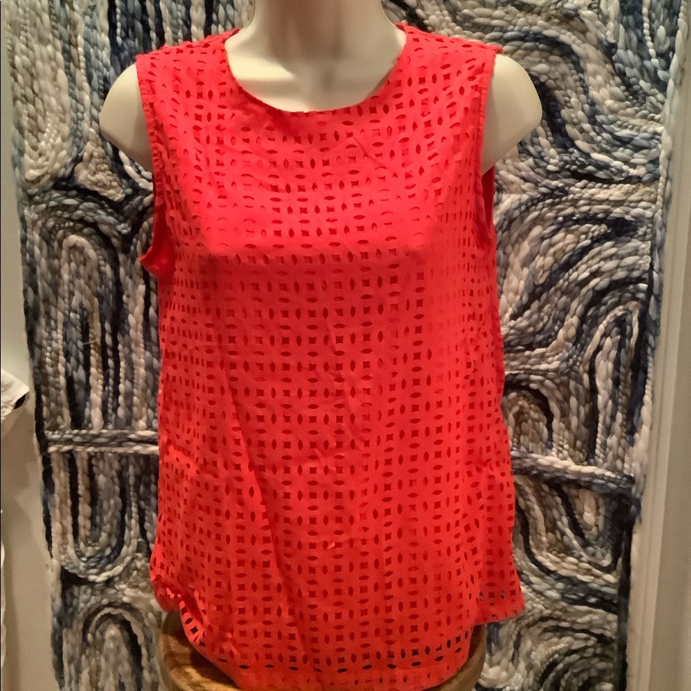 Red Cynthia Rowley Lasercut blouse